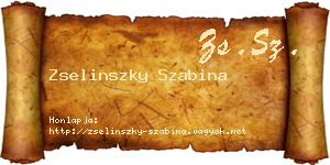Zselinszky Szabina névjegykártya